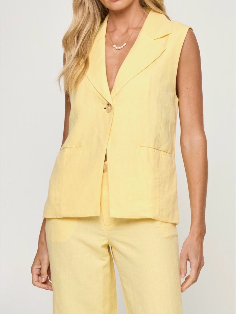 L*SPACE San Marco Cover-Up Linen Vest Yellow Size S NWT